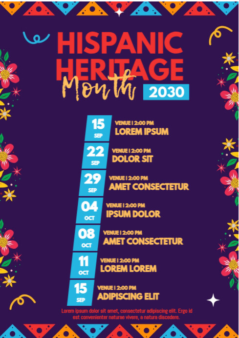 Maximalist Hispanic Heritage Month A4 Template | PosterMyWall