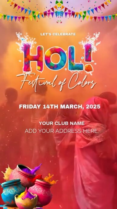 Maximalist Holi Festival Party Invitation  Instagram Reel template
