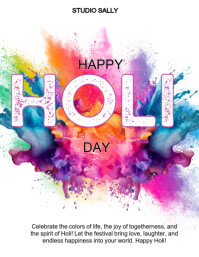 สีขาว Holi Celebration Flyer Template