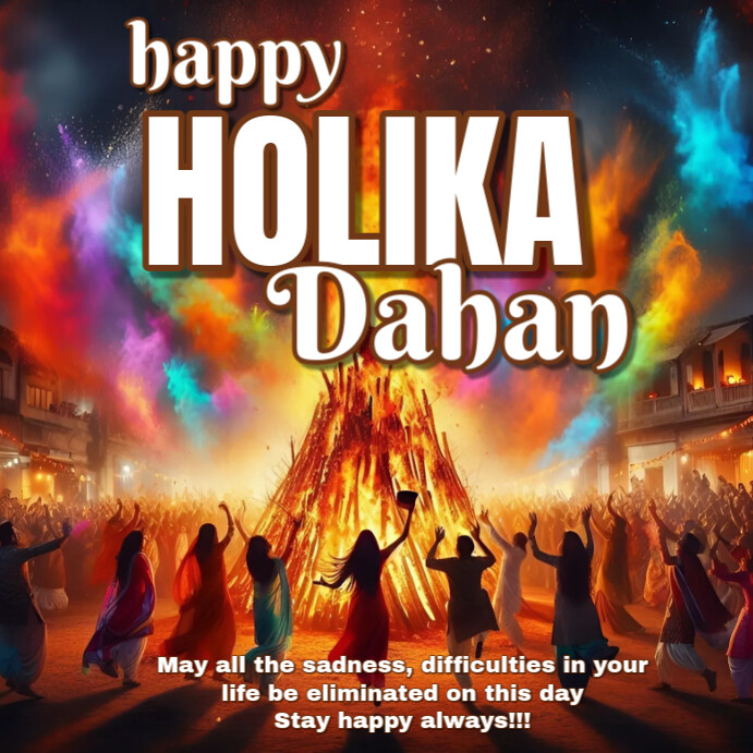 Maximalist Holika Dahan Instagram Post template