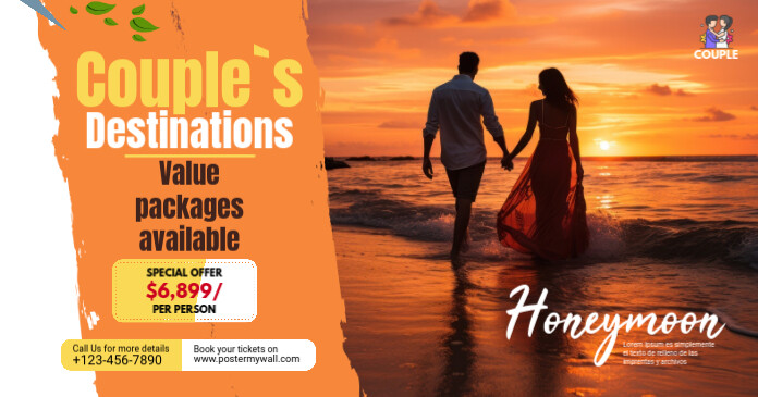 Maximalist Honeymoon Facebook Share Image Facebook Shared Image delt Facebook-billede template