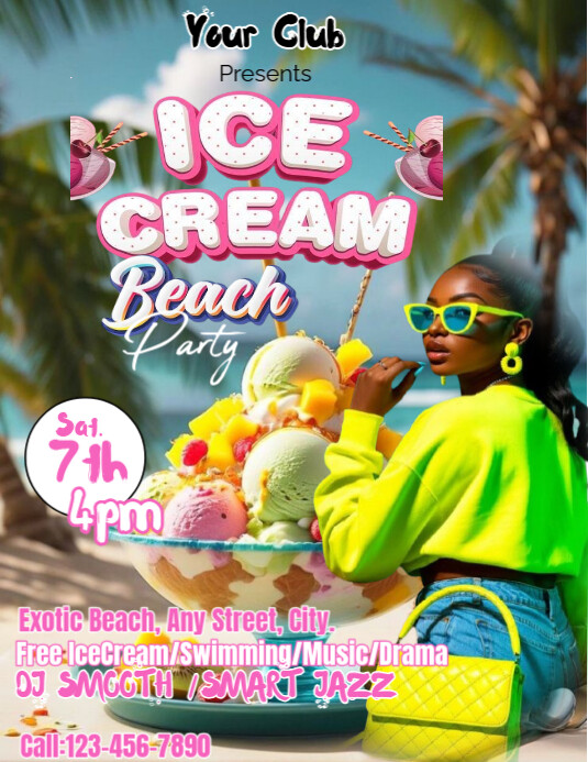 Maximalist Ice Cream Beach Party Flyer Flyer (us Letter) template