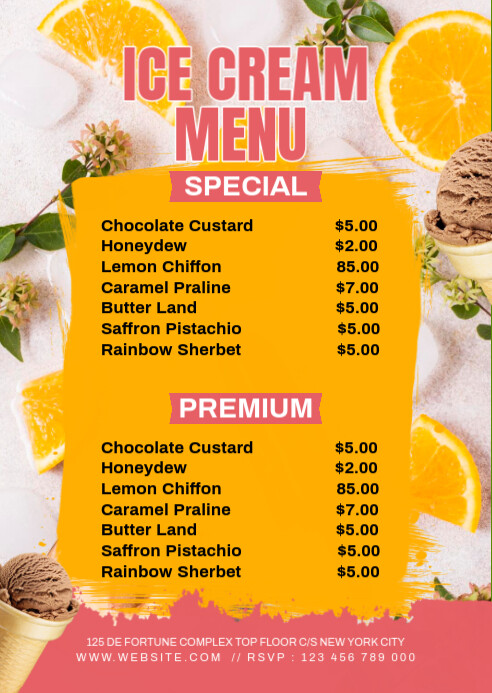 Maximalist Ice Cream Menu A6 template