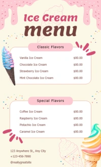 Maximalist Ice Cream Menu Card Ads Us Legal template