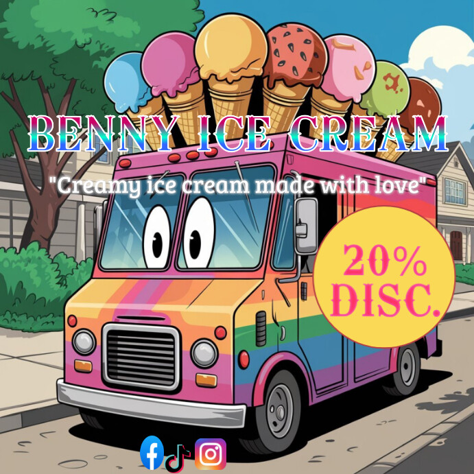 Maximalist Ice Cream Shop Ads Instagram Post Template | PosterMyWall