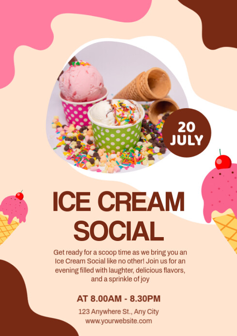 Maximalist Ice Cream Social Advertisement  A4 Flyer template
