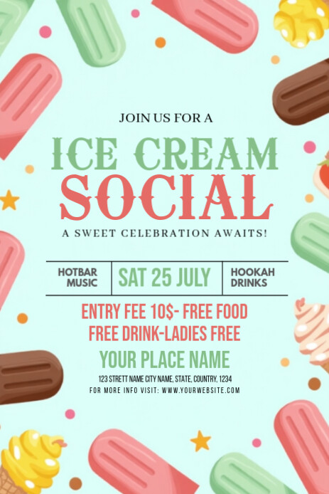 Maximalist Ice Cream Social Template Pinterest Graphic