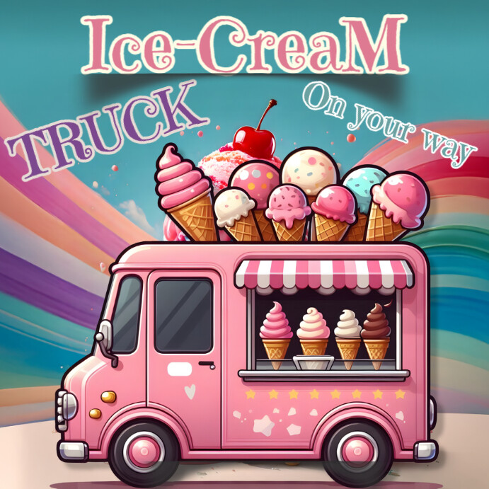 Maximalist Ice-cream Truck Instagram Post template