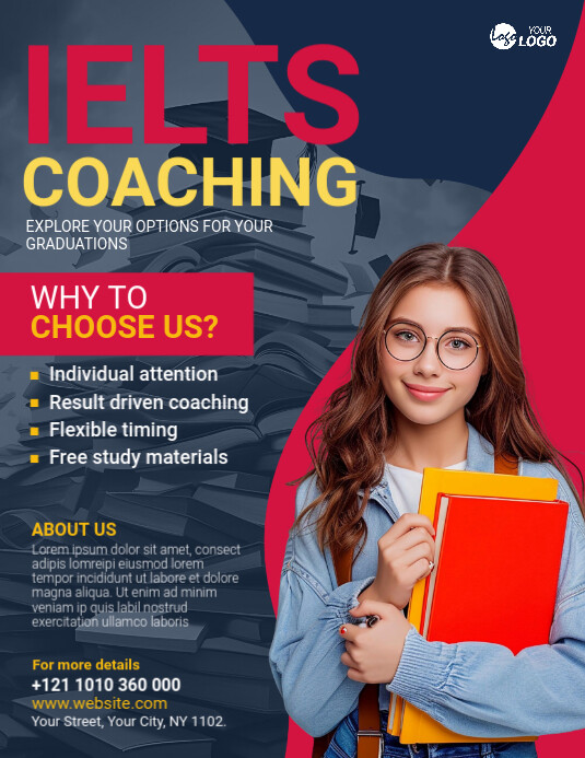 Coaching Flyer Examples Maximalist Ielts Coaching Flyer Template Flye | PosterMyWall