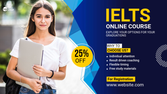 Maximalist Ielts Online Course Ad Facebook Shared Image Digital na Display (16:9) template