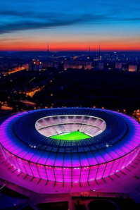 Maximalist Illuminated Stadium At Night Poster Plakat template