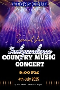 Maximalist Independence's Day Country Music Concert Free Club Event Promotional Graphic Template  Tu