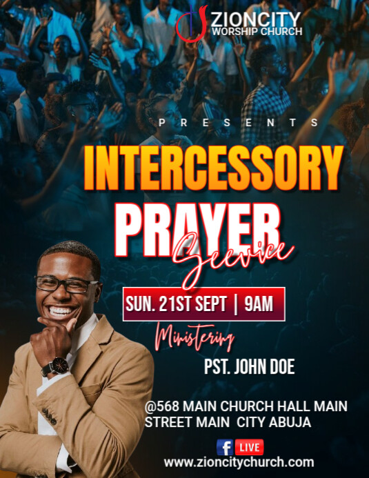 Plantilla de Maximalist Intercessory Prayer Service Flyer (us Letter ...