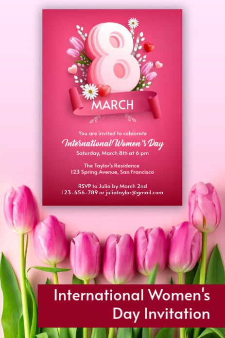 Maximalist International Women's Day Invitation  Pinterest Graphic template