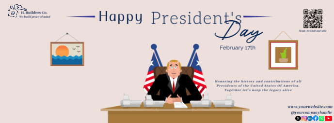 Maximalist It's A Happy President's Day We Love You Facebook Cover Photo Facebook-omslagfoto template