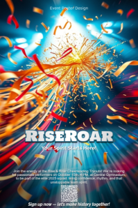 Maximalist Joyful Cheerleading Tryouts “rise & Roar” Poster template