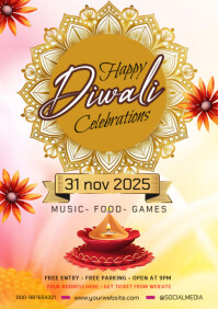 Оранжевый Diwali Celebration A5 Template
