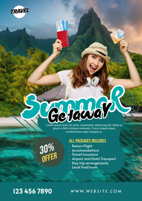 Maximalist Joyful Travel Flyer A2 template
