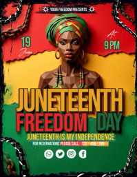 Maximalist Juneteenth Celebration Flyer Video Folheto (US Letter) template