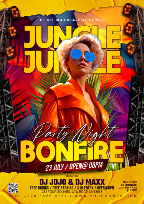 Maximalist Jungle Bonfire Night  A4 template