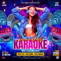 Maximalist Karaoke Summer Party Video Ads Flyer Instagram Post template
