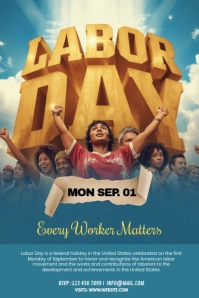Maximalist Labor Day Banner 4' × 6' template