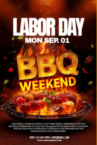 Maximalist Labor Day Bbq Party Poster template