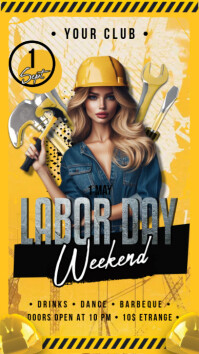 Orange Labor Day Weekend Event Digitalt display Template
