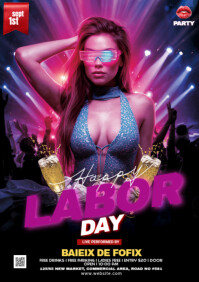 Black Labor Day Party A5 Template