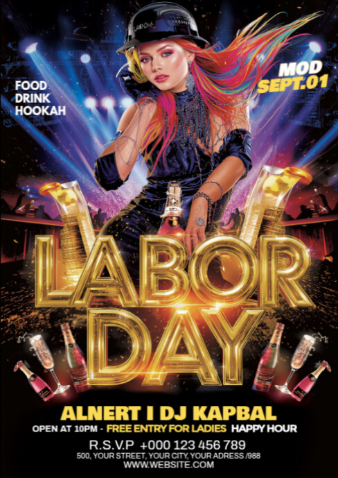 Maximalist Labor Day Party A6 template