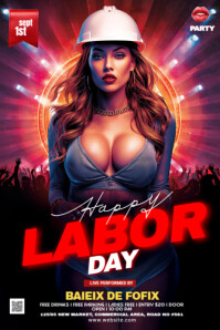 Black Labor Day Party Banner 4' × 6' Template