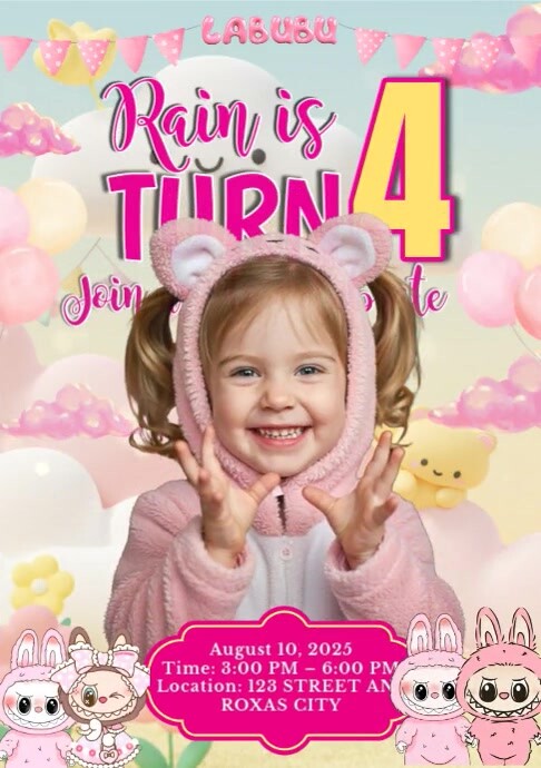 Maximalist Labubu Birthday Invitations A4 Template | PosterMyWall