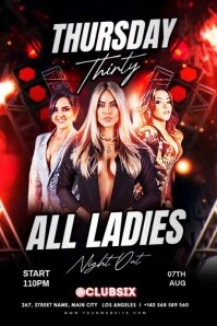 Maximalist Ladies Night Party Banner 4' × 6' template