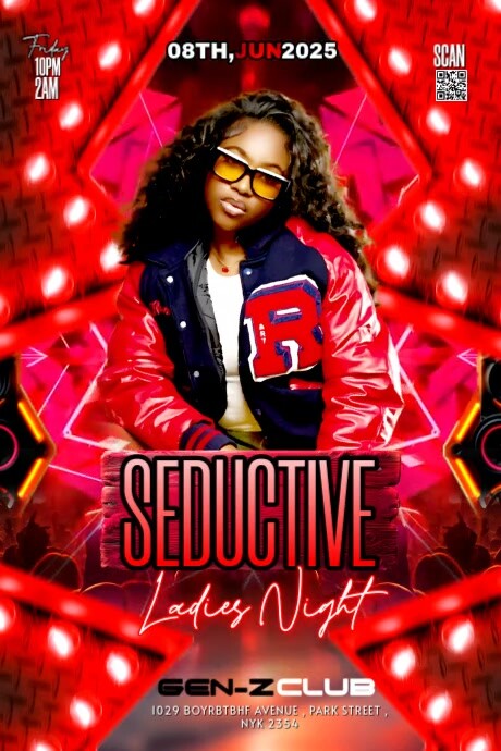 Banner Ladies Program Maximalist Ladies Night Party Banner 4' × 6' Template | PosterMyWall
