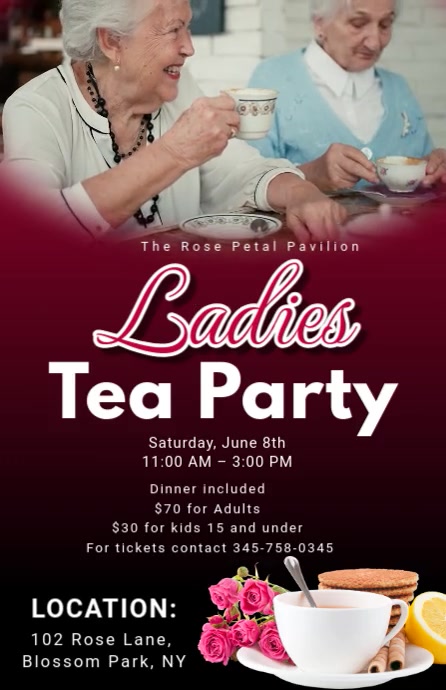 Maximalist Ladies Tea Party Flyer Tabloid Template | PosterMyWall
