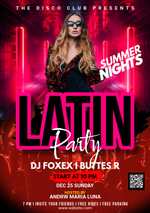 Maximalist Latin Night Party Flyer A2 template