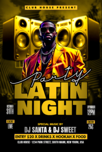 Maximalist Latin Night Party Poster Póster template