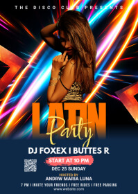 Maximalist Latin Nights Nightclub Flyer A6 template