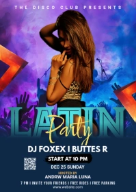 Maximalist Latin Nights Nightclub Flyer A6 template