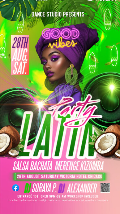 Maximalist Latin Party Colorful Joyfulneon Instagram Story template