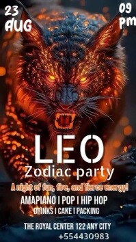 Maximalist Leo Birthday Flyer  Youtube Short template