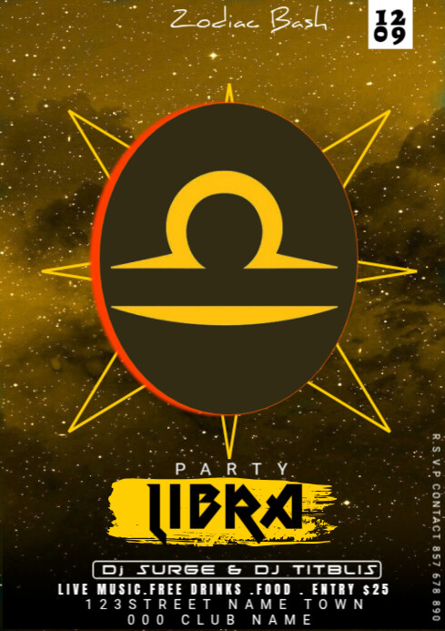 Maximalist Libra Zodiac Bash A4 template