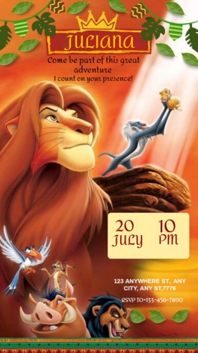 Maximalist Lion King Theme Party  Instagram Story template