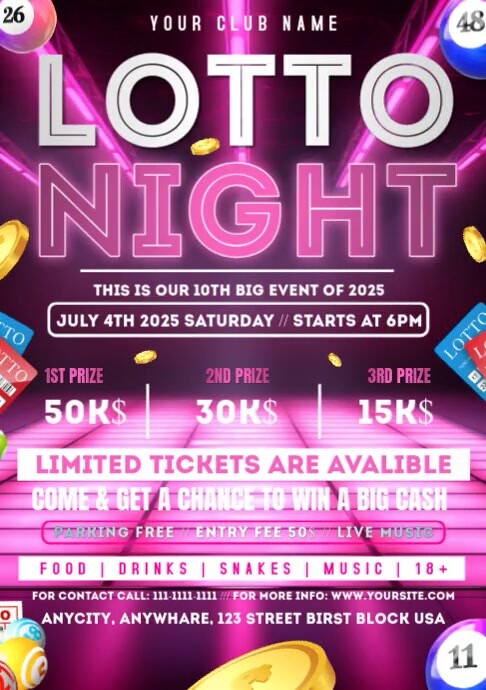 Maximalist Lotto Night | Lotto Night 2025 A4 template