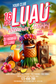 Maximalist Luau Hawaiian Tiki Banner 4' × 6' template