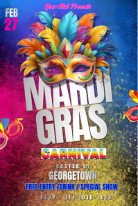 Maximalist Mardi Gras Carnival Party Pinterest Graphic template