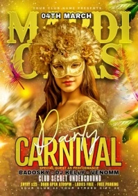 Maximalist Mardi Gras Carnival Party Video Flyer A4 template