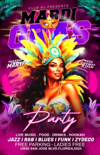 Maximalist Mardi Gras Music Party Tabloid Tablóide template