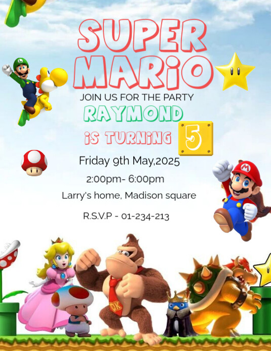 Maximalist Mario Flyer (us Letter) template