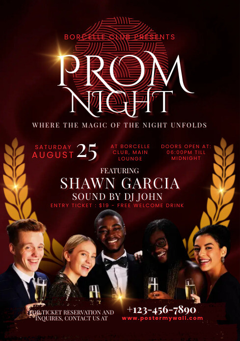 Maximalist Maroon & Gold Classic Style Prom N A4 template